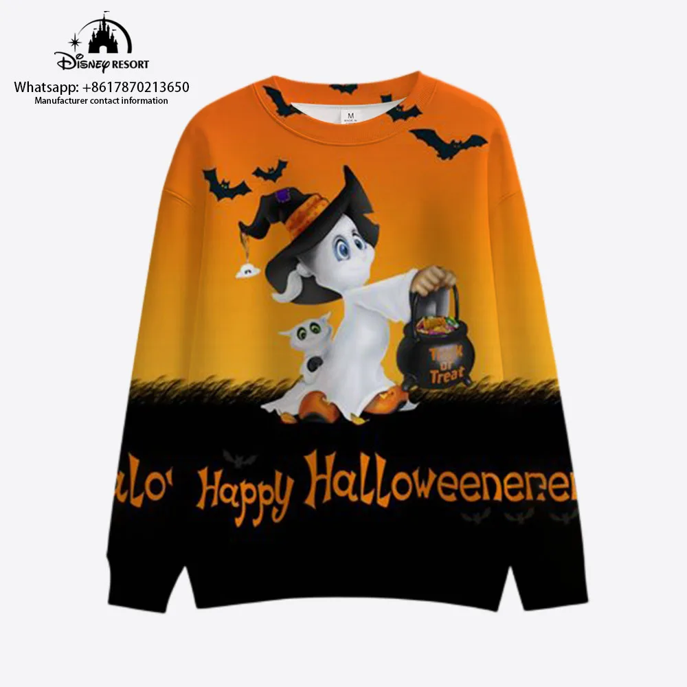 2024 Fashion New Halloween New Mickey Minnie Autumn Harajuku Round Neck Casual Women's Long Sleeve Sweater Women's Tops Y2K