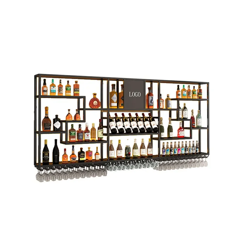 Restaurant Wine Rack Bar Counter Industrial Wind Display Rack Wine Cabinet