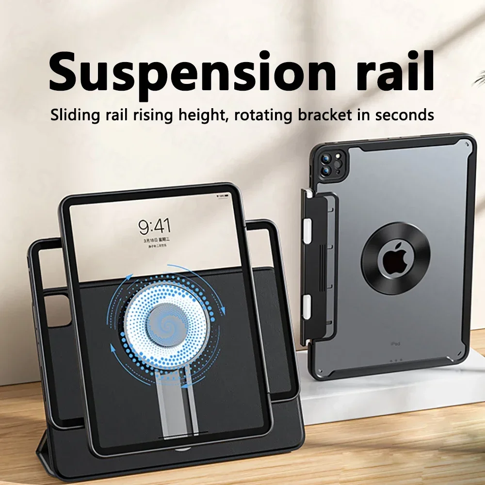 

Suspension slide rail for iPad Pro 11 12.9 Case iPad Magnetic Case for iPad Air 5 Air 4 10.9 10 Gen 9 8 7 10.2 Inch Support