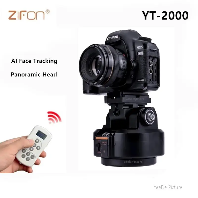 ZIFON YT-2000 AI Follow Track Auto Motorized Rotating Panoramic Head Pan Tilt Video Tripod Stabilizer for Smartphone Cameras