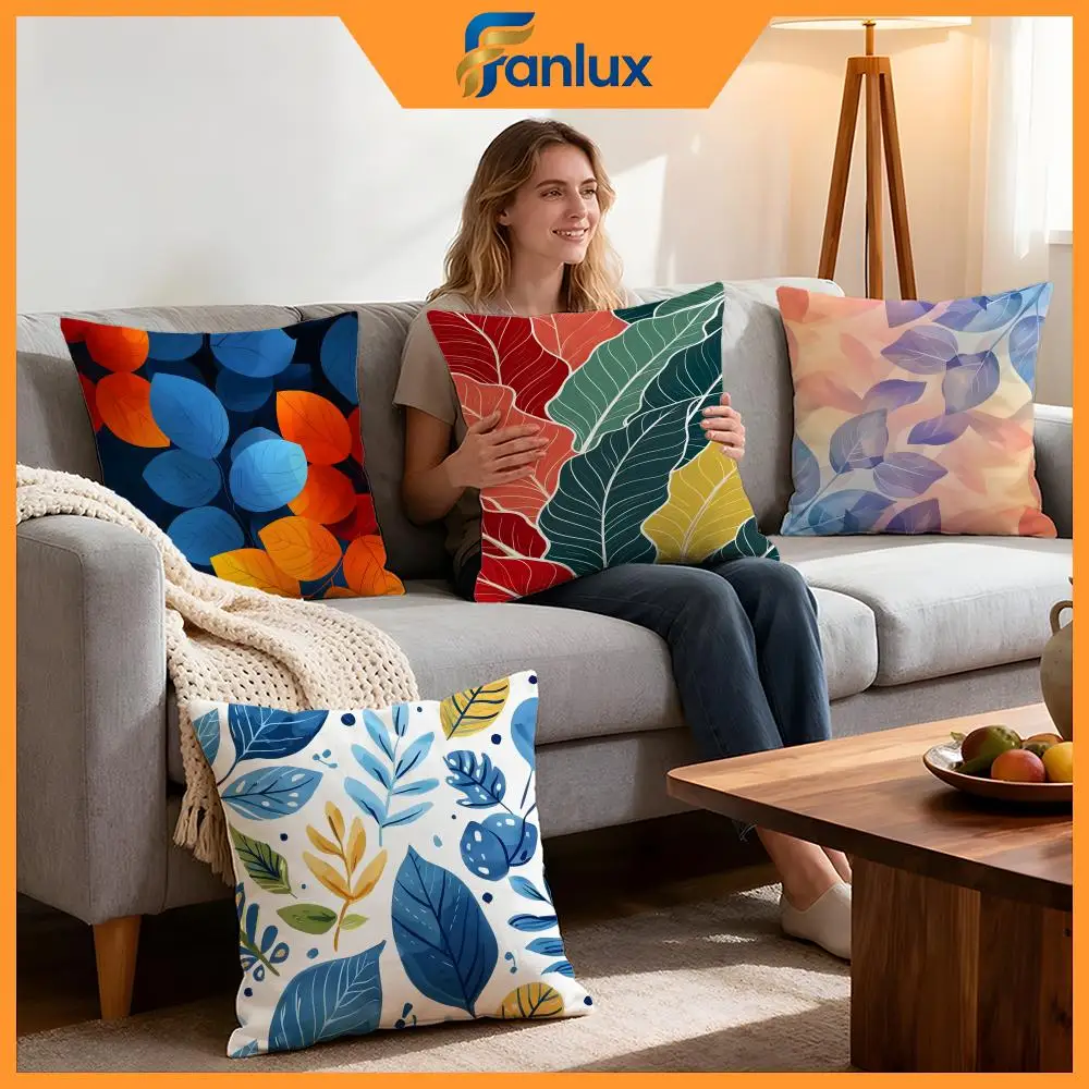 Plant artistic leaves Cushion Cover 4Pcs Decorative Covers Soft Cushion Case for Sofa Couch Decor 40x40 45x45 Pillowcases