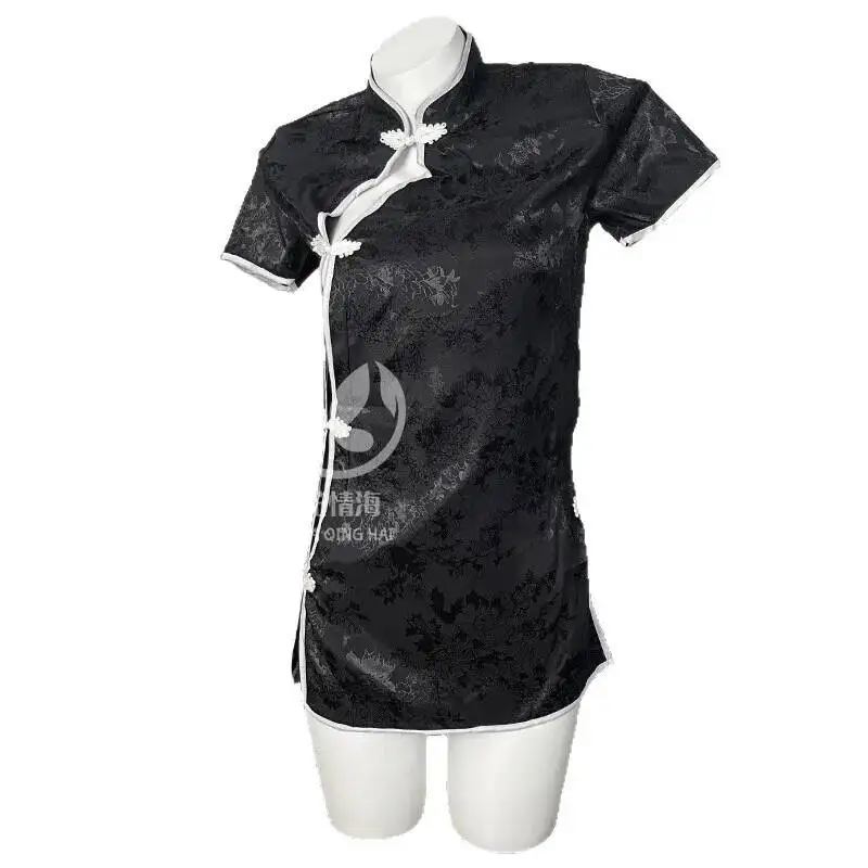 Sexy Dessous Pure Desire, romantische Spitze, reiner Cheongsam mit seitlichem Schlitz, Homewear-Set für Damen, kurzärmelig, Pure Desire Elegant GTT2