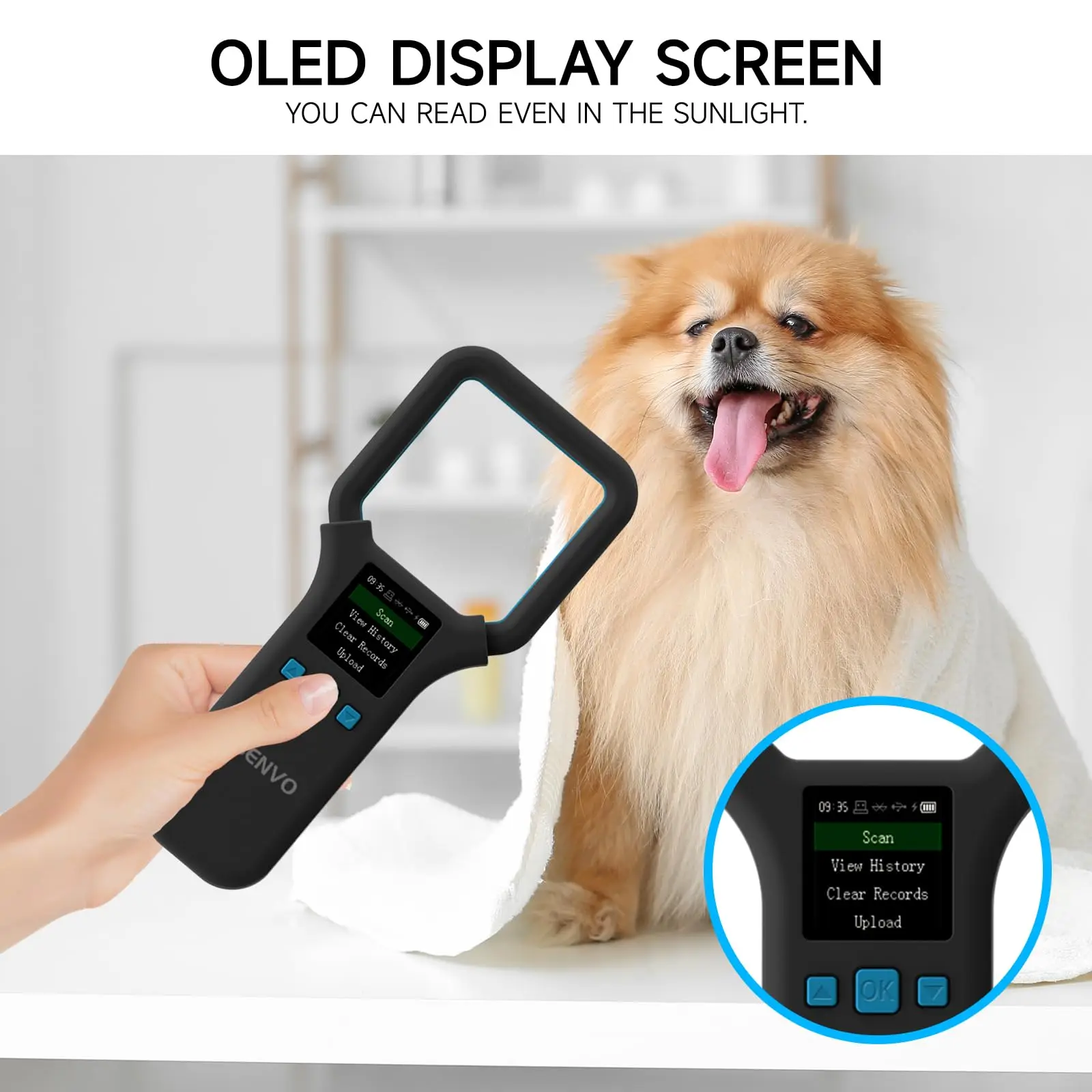 

Универсальный сканер микрочипов для животных 190E, портативный быстрый считыватель для стандартной идентификации чипов для домашних животных 134,2 кГц FDX-B ISO