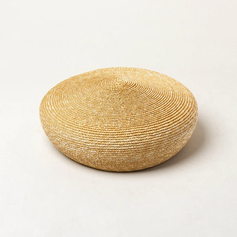 New Natural Wheat Straw Hand-woven Berets Women Retro High-quality Detailed Catwalk Concave Shape Simple Straw Woven Painter Hat