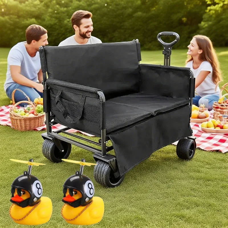 Multifunctional Camping Wagon, Transforms into Sofa Seat, Foldable Outdoor Gear Hauler for Picnics & Trips Accessories