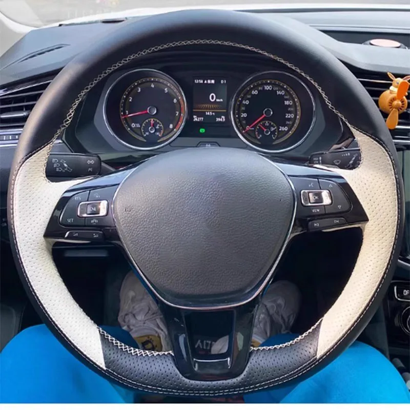 

Изготовленный на заказ чехол на руль автомобиля из углеродного волокна для Volkswagen VW Golf 7 Mk7, новый Polo Jetta Passat B8 T, автомобильные аксессуары