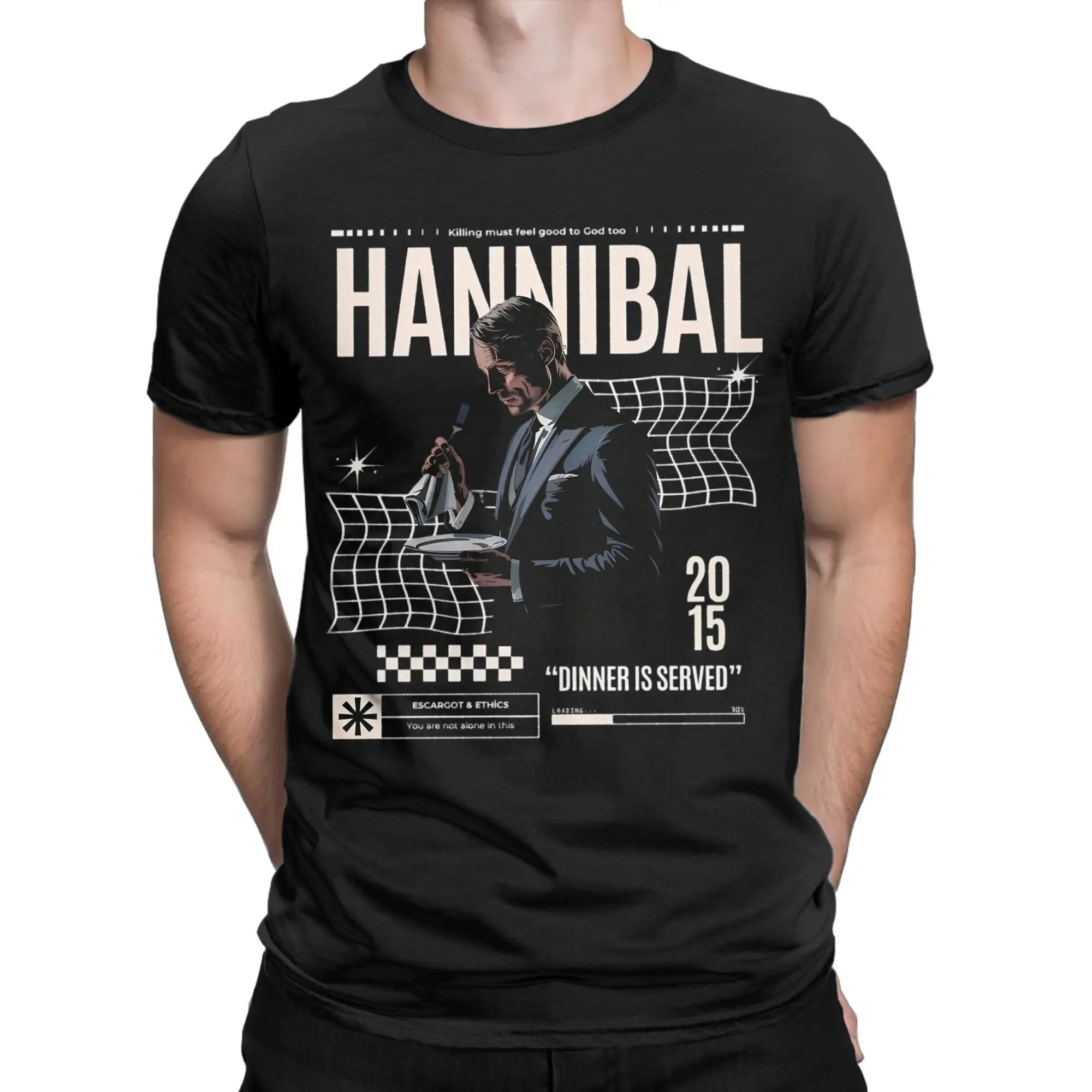 Men T-Shirts Mads Mikkelsen Hannibal  Leisure Pure Cotton Tee Shirt Short Sleeve  T Shirts O Neck Clothes Graphic