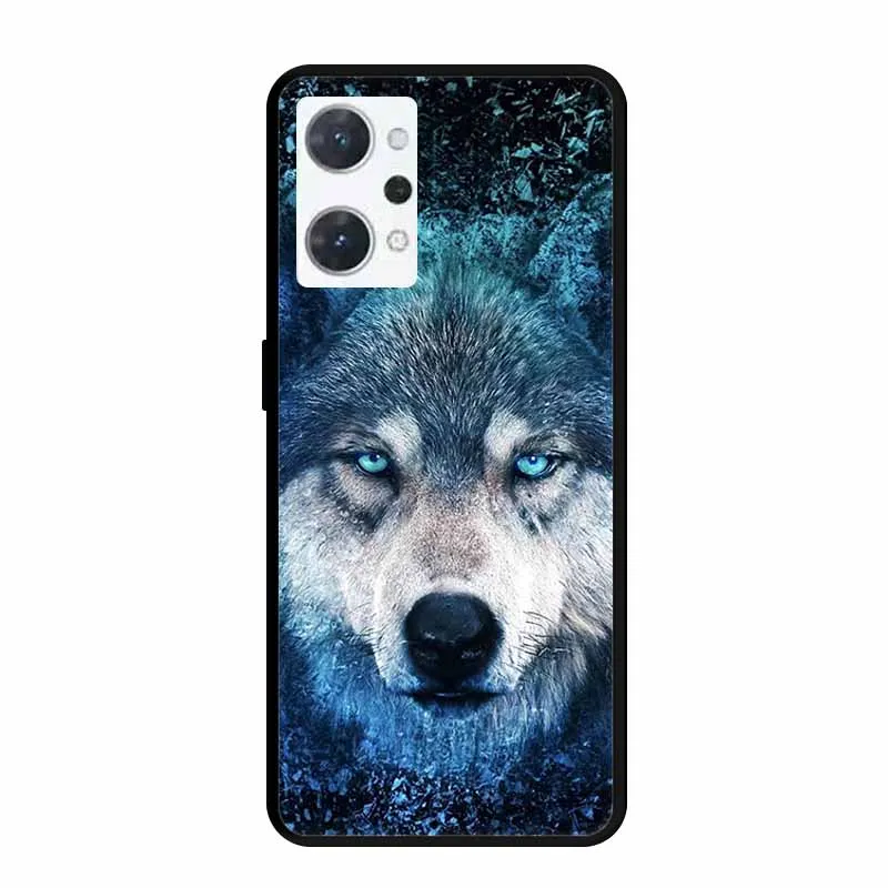 For OPPO Reno9 A Case Reno7A Wolf Lion Soft TPU Silicone Painted Back Cover for OPPO Reno 9 A 9A 7a Reno7A Animals Reno9A Coque