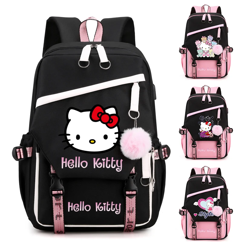 

Рюкзак в стиле аниме «Hello Kitty» для девочек-подростков и мальчиков, школьный рюкзак, детская школьная сумка, дорожная сумка с героями мультфильмов, женский рюкзак Mochilas
