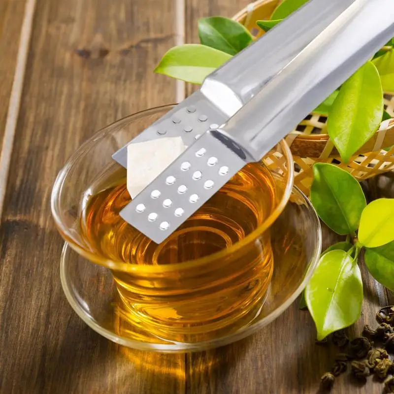 Stainless Steel Tea Bag Clip Teabag Tong Squeezer Mini Heat Resistant Food Clamp Multi-function Sugar IceCube Lemon Slice Clip