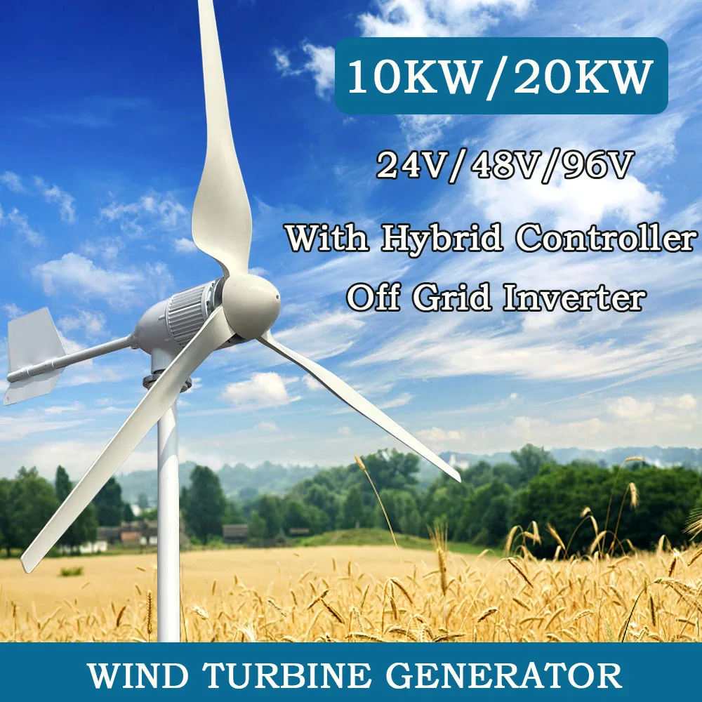 

20KW Wind Turbine New Energy Big Power 24V 48V 96V 3 Blades With Hybrid Controller Windmills For PV Farm Home Use