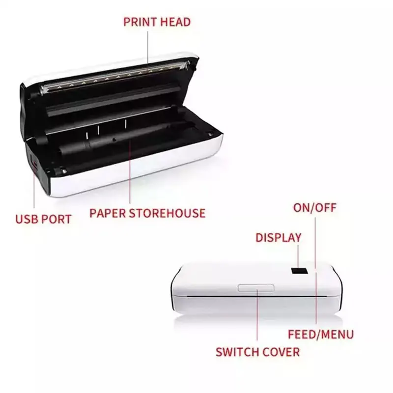 Tinta livre android ios móvel bluetooth a4 impressora térmica portátil sem fio para impressão a4 documento pdf imagem página da web