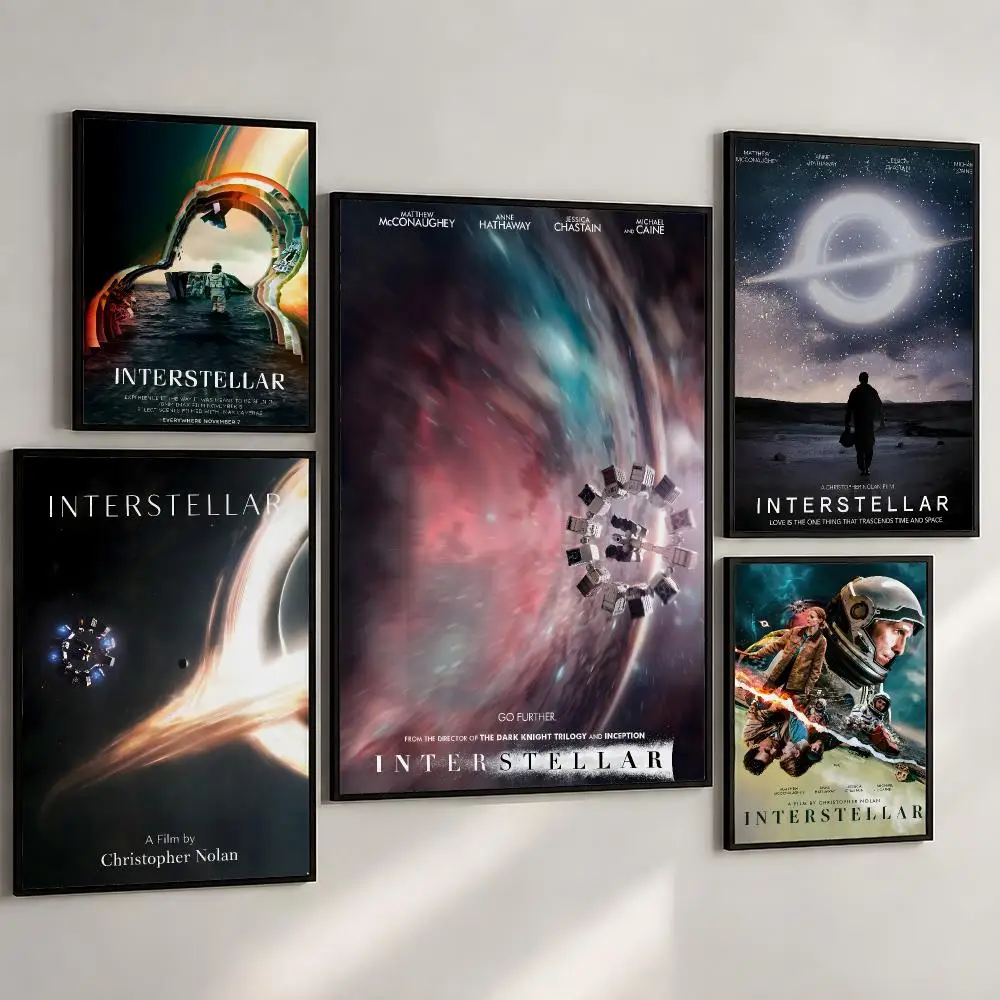 Film Interstellar Nolan Space Sci Fi Poster PP Wall Art Print Removable Water-Resistant Home Decor for Bedroom Apartment Gift