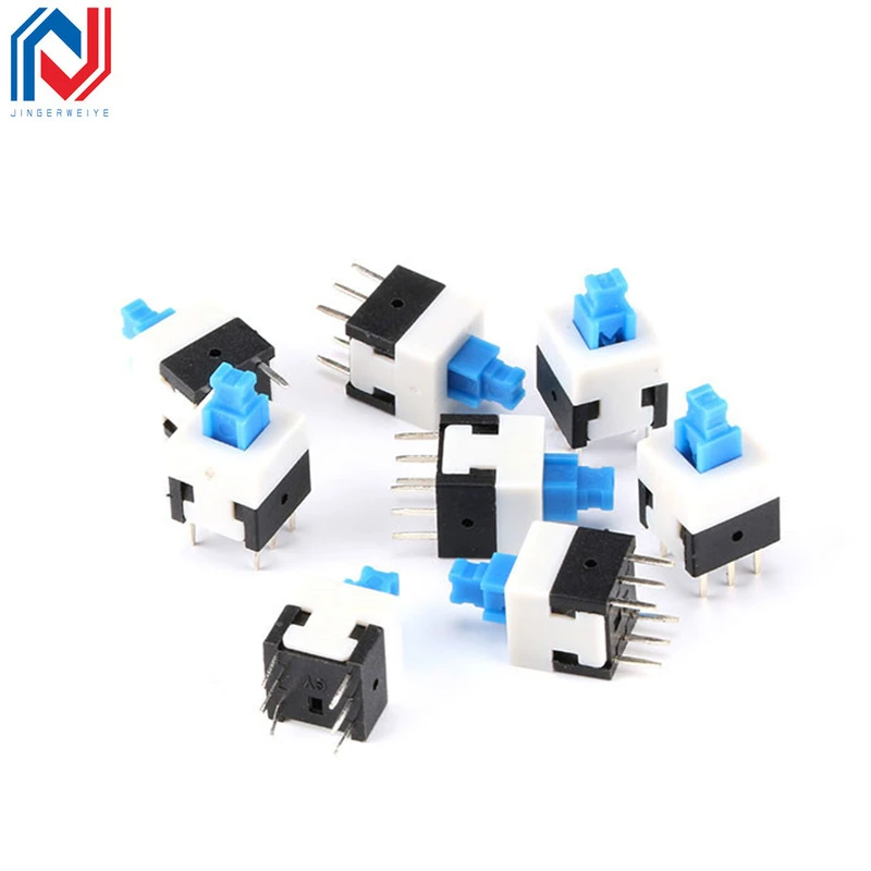 20pcs/lot Square 7x7x12mm 6 Pin DPDT Mini Push Button Self-locking Switch G64 Multimeter Switch  8x8MM