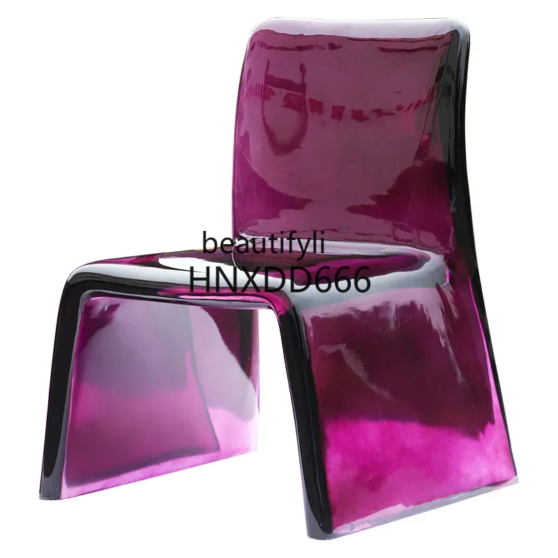 Transparent resin chair fashion wedding photo studio negotiation coffee chair purple crystal backrest dining chair