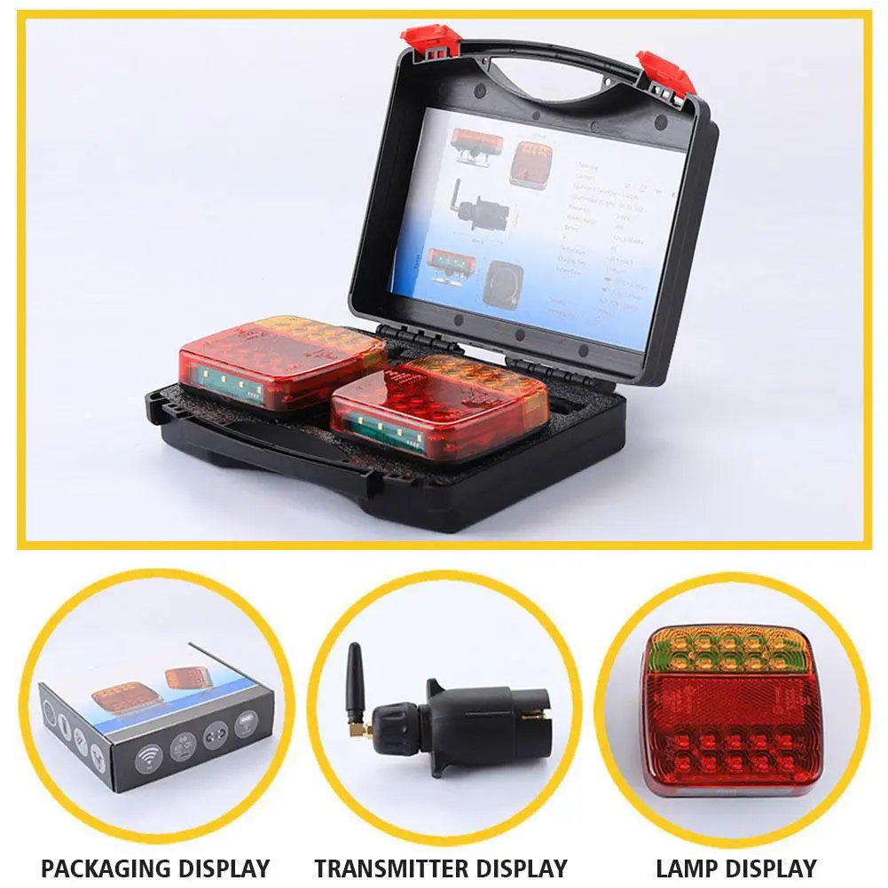 

LED Trailer Rear Tail Turn Signal Lamp Caravan Camper Lorry Rechargeable Wireless Reflective Lens Truck Taillights Brake Lights
