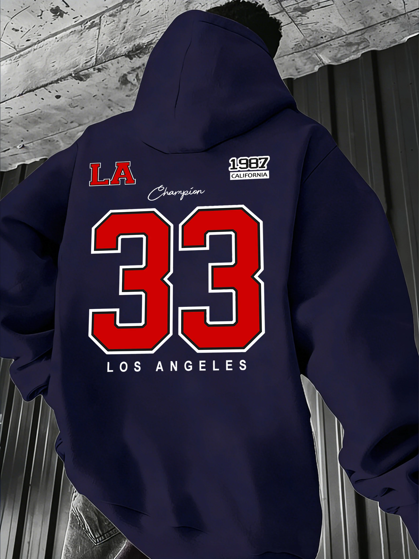 

Толстовка с принтом California Los Angeles Number 33, мужская флисовая модная спортивная одежда, свободные пуловеры с круглым вырезом, осенняя теплая одежда унисекс