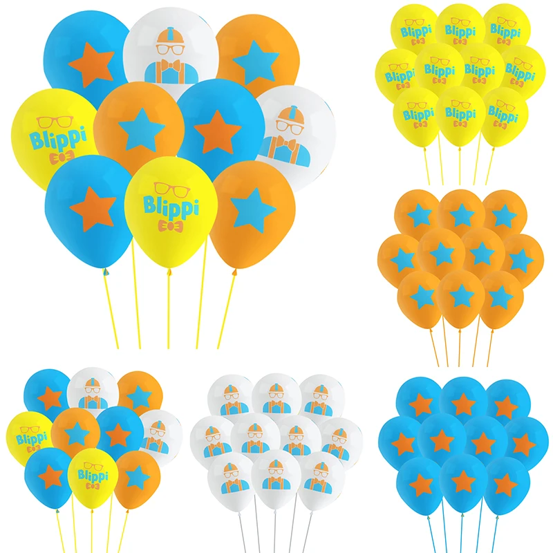 10/30/50PCS Blippi Theme Decorative Balloon Set 12inch Yellow Blue Orange Latex Balloon Children\'s Birthday Party Decor Supplies