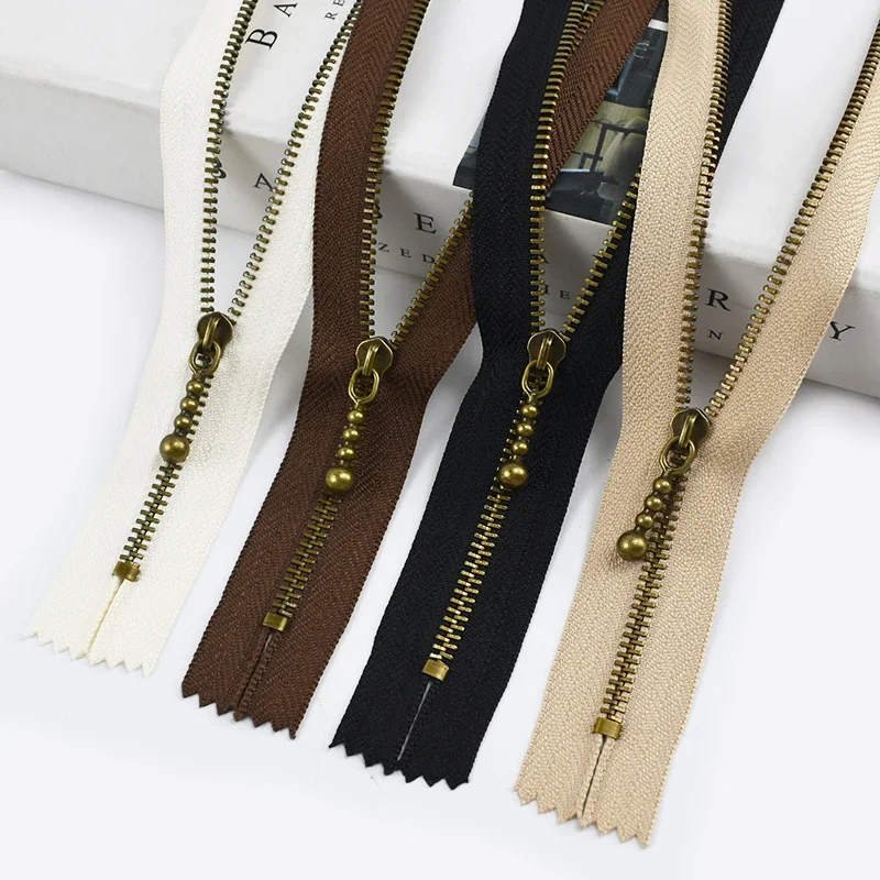 5Pcs 15/20/30/40cm Metal Zippers 3# Closed-End Auto-lock Zip Zipper Repair Kit For Bags Purse Clothing DIY Sewing Accessories