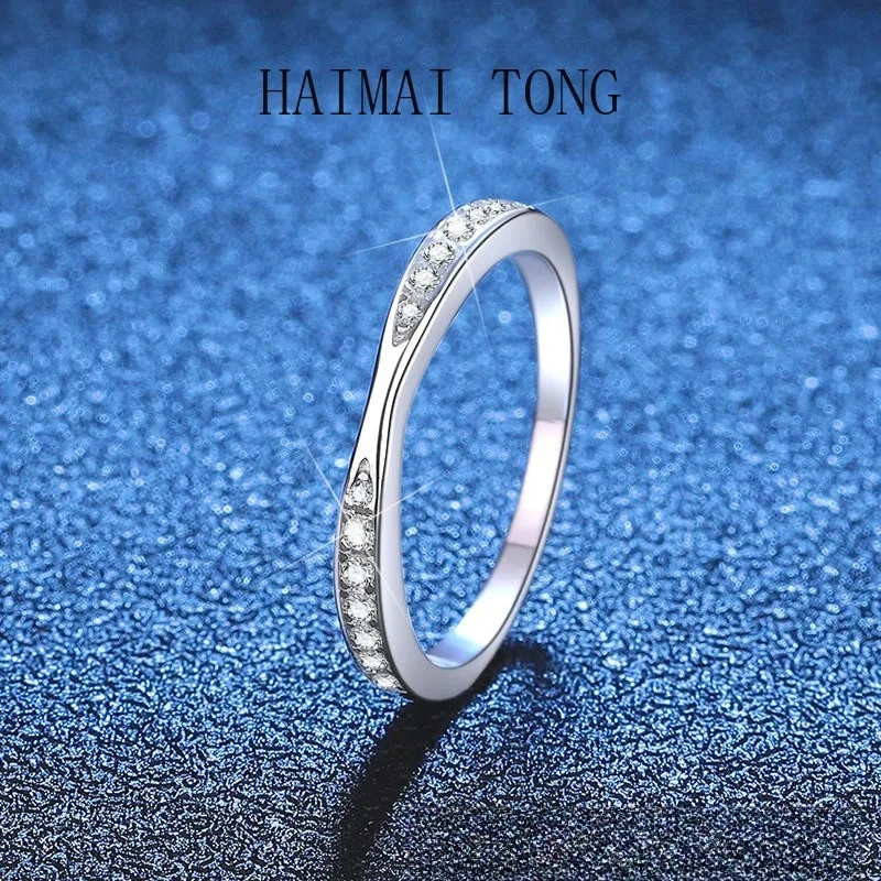 

HAIMAITONG PT950 платиновое кольцо, простая и модная корейская версия, маленькое кольцо из свежего муассанита, кольцо с муассанитом, женское кольцо rin