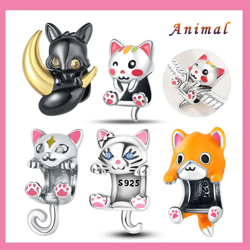 

Оригинальные подвески серии животных, серебро 925, подвески, бусины для собак, кошек, домашних животных, подходят для браслета, ожерелья, висячие модные украшения «сделай сам» для женщин