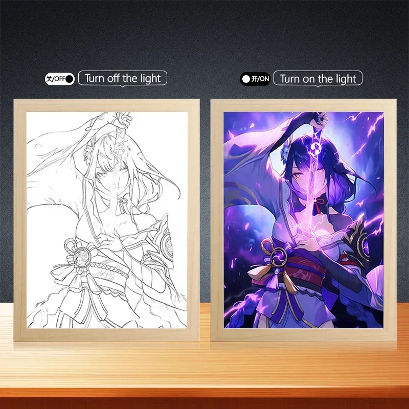 

Anime Cartoon LED Light Painting Figures Dragon Ball Photo Frame Goku Vegeta Birthday Bedroom Decor Original Gifts Photo Fram