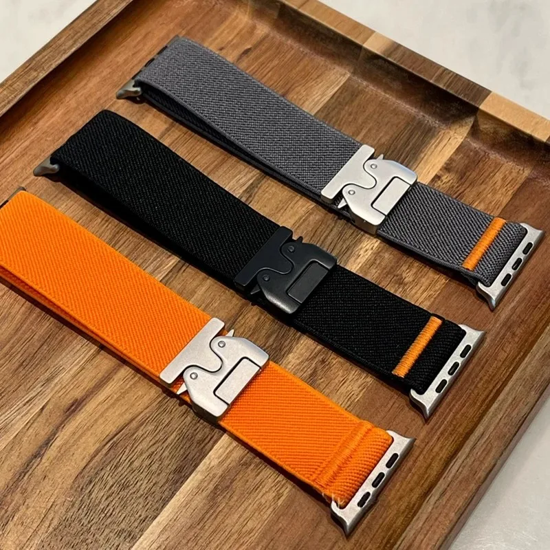 Adjustable 2pcs Bands for Apple Watch Ultra 4 3 2 49mm Series 12 11 10 9 8 7 SE 42 44 45-46mm Sport Nylon Parachute iWatch Strap