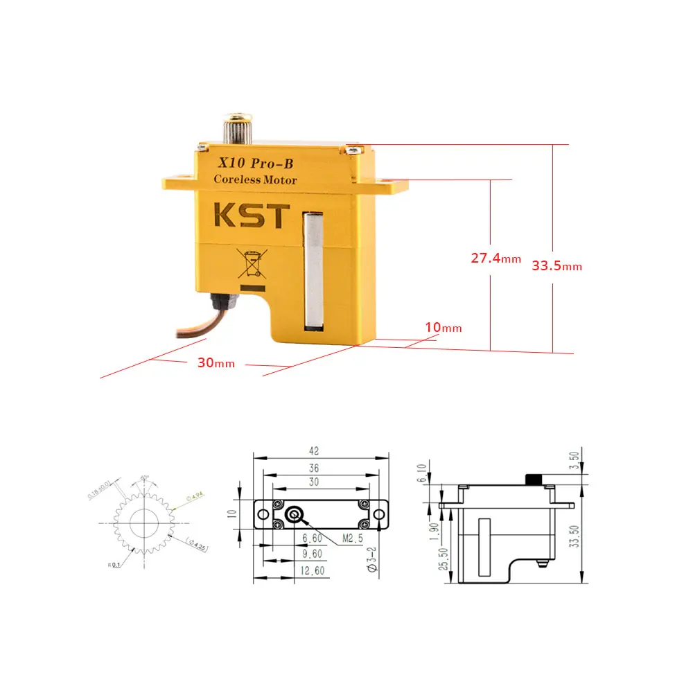 KST X10 Pro A B 11,5Kgf.cm 0,10 Sek. Digitaler Metallgetriebe-Servo für F5J-Wettkampf-Großflügelgleiter – Detail 14