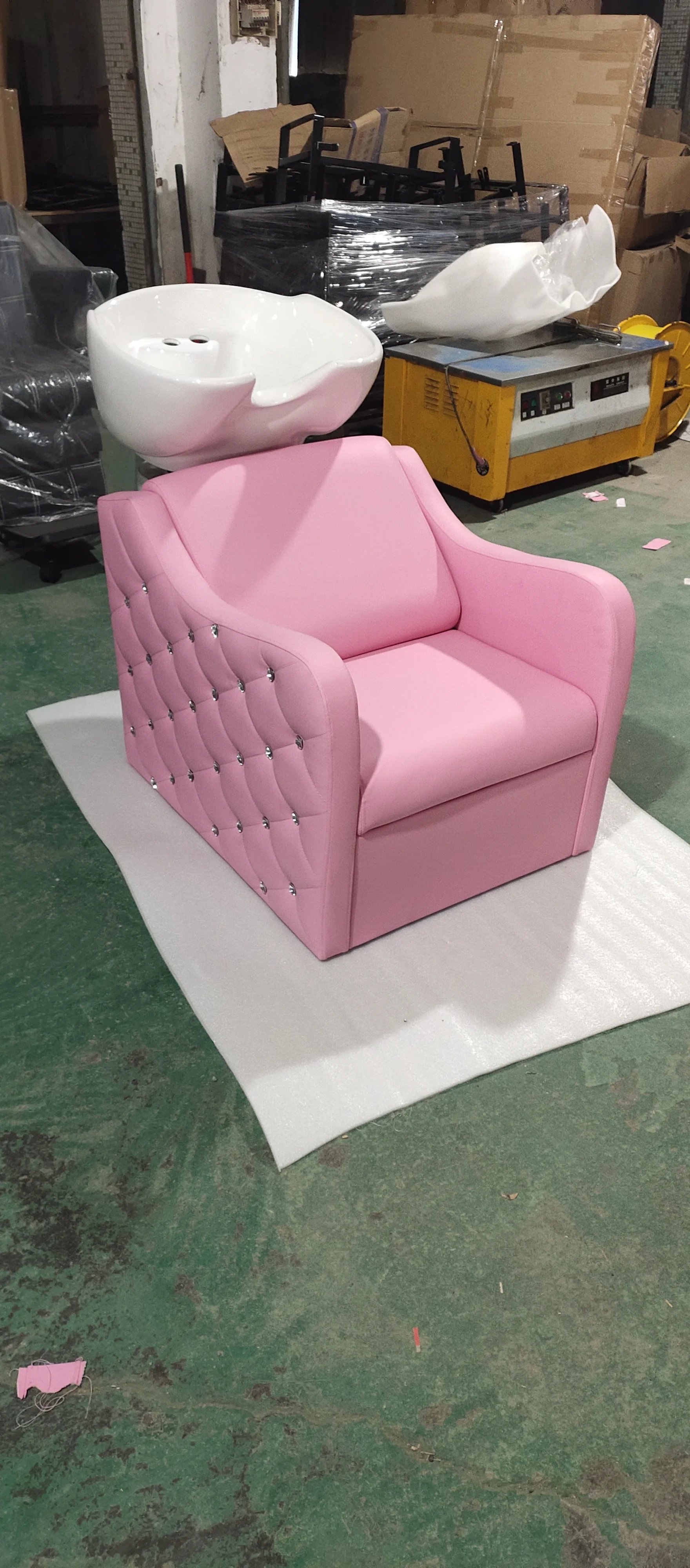 Hair Salon Equipment Pink Back shampoo chair parts salon salon shampoo bowls and chairs classic shampoo