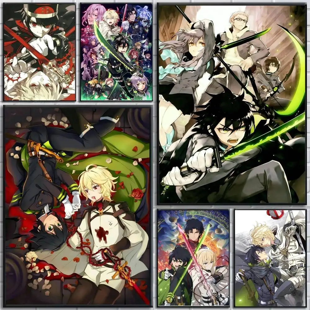 Anime S-Seraph of The End posters Self-adhesive Paper Print Home Living Room Bedroom Entrance Bar Cafe Art