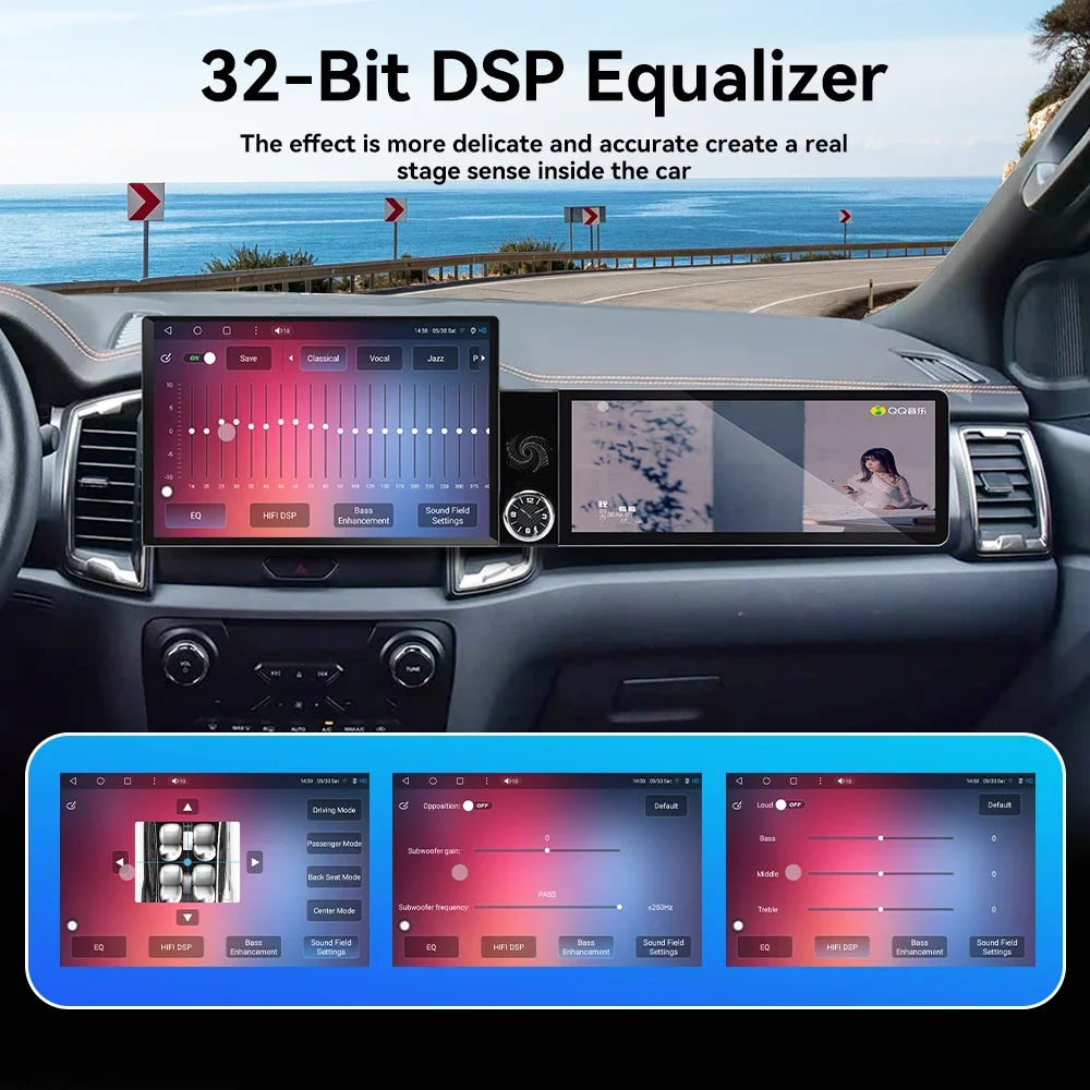 13.1+12.3 Inch Dual Screen Android 15 Car Head Unit GPS Navigation Wireless CarPlay for Ford Ranger 2016-2022