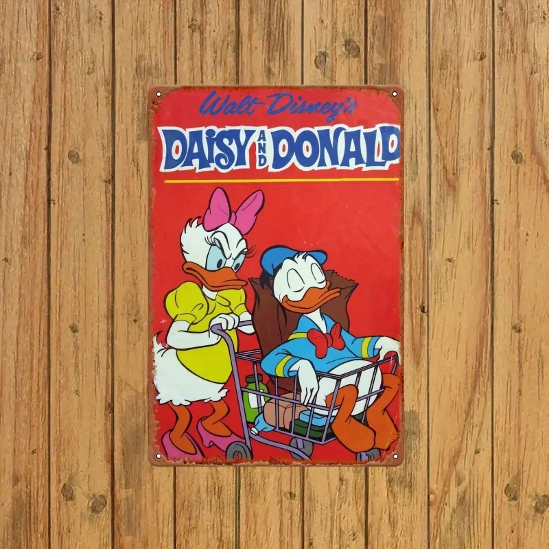 مسطح ثنائي الأبعاد، قطعة واحدة من الحديد المعلق على الحائط مقاس 8 × 12 بوصة، ديزني "ميكي ماوس ودونالد داك" موضوع كلاسيكي عتيق، مناسب للكنيسة والمدرسة #4