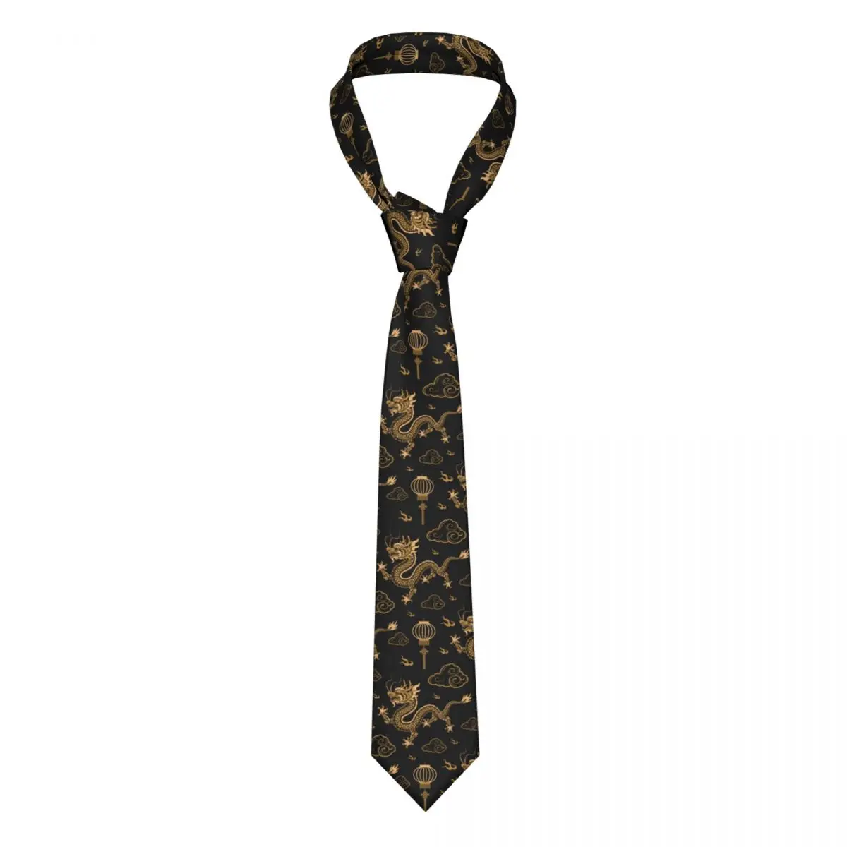 

Black Gold Cloud Tie China Chinese Dragon Cool Ties Hip-Hop Street Cravat Wedding Necktie Narrow