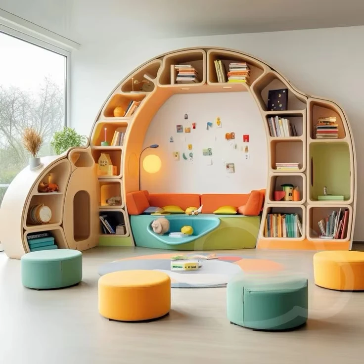 

Modern Curved Style Modular Bookshelf Multi-functional Storage Display Rack for Living Room Kids ReadingRoom Home Use