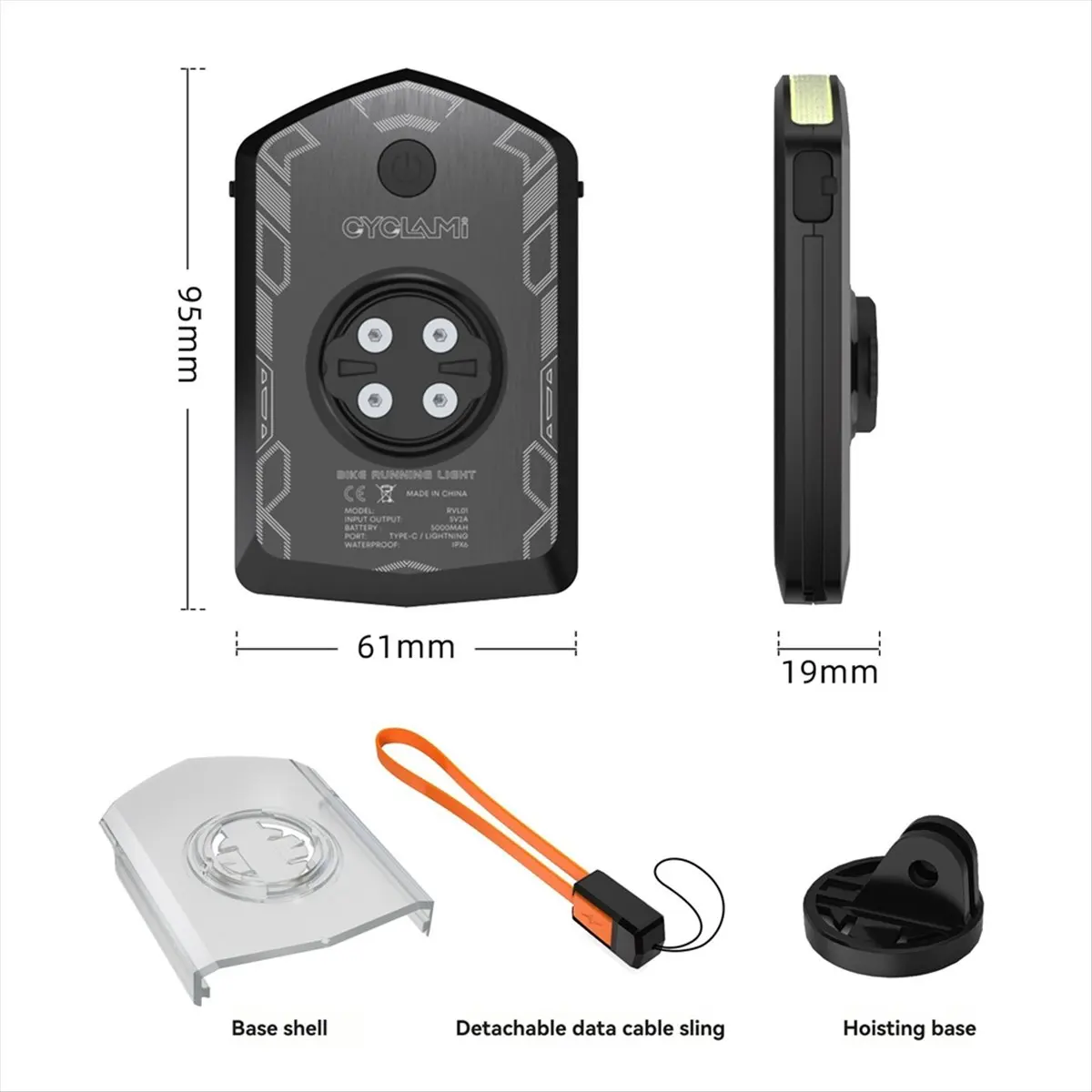 A61P  Bicycle Front Light IPX6 Waterproof Cycling Power Bank Type-C Charging for IGS Computer - view 6