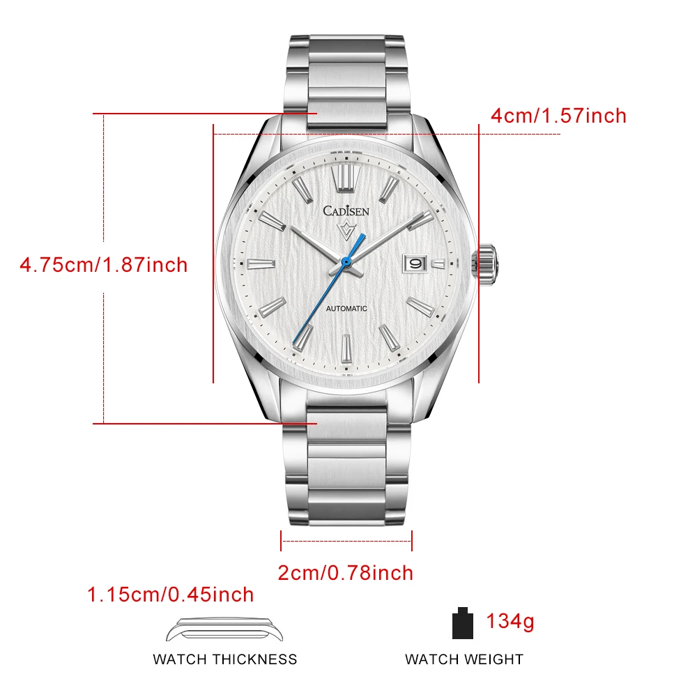 CADISEN New Japanese Nh35 Movement Men'S Business Mechanical Watch Young And Middle-Aged Stainless Steel 100 Meters Waterproof