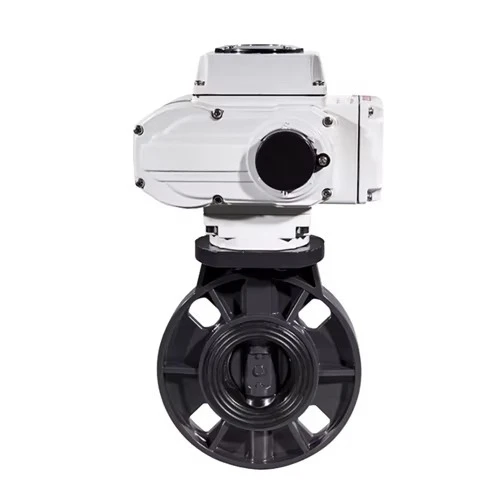 DN50 AC220V Electric Plastic UPVC Flange Butterfly Valve