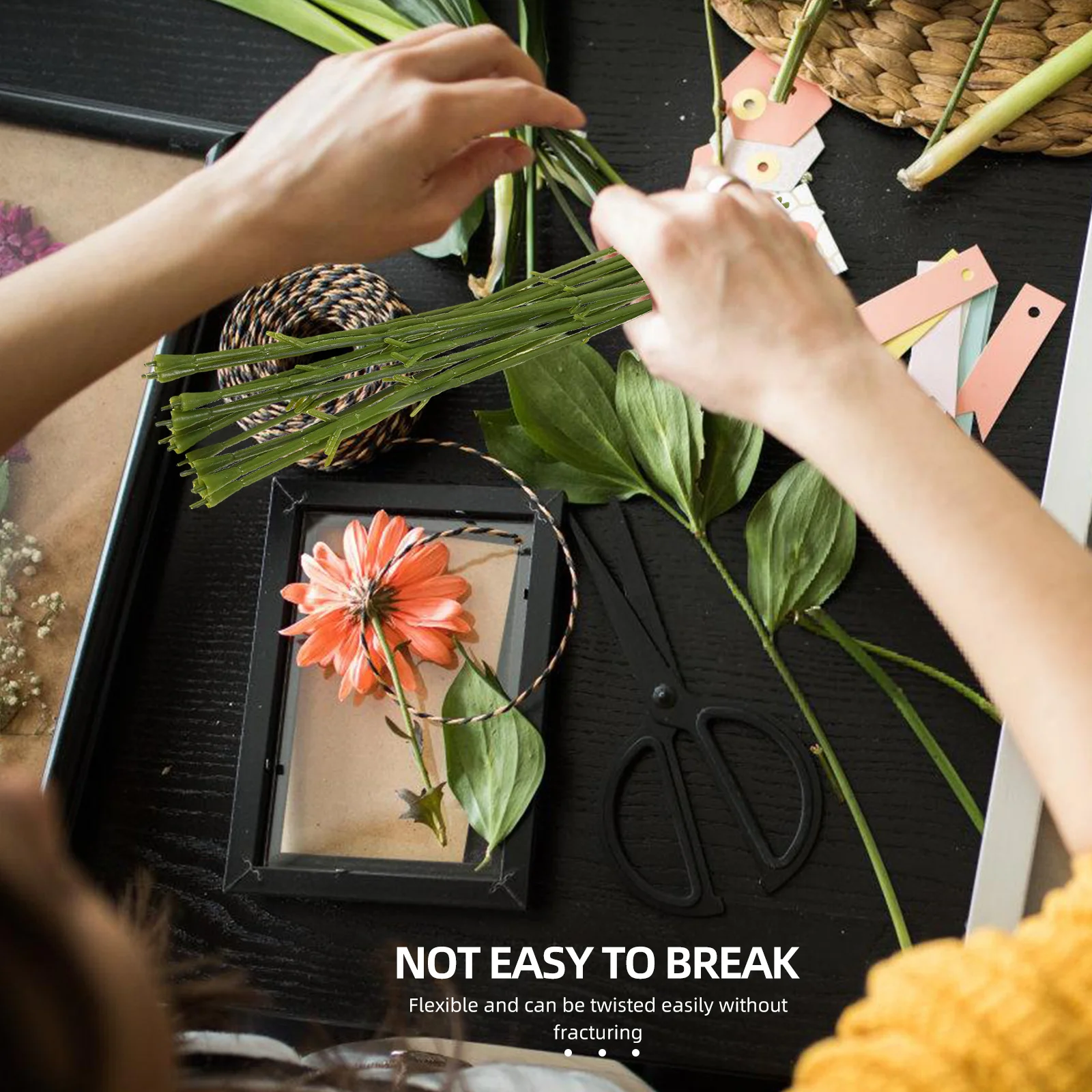 50Pcs Artificial Flower Stems Plastic DIY Floral Rods Bendable Craft Supplies for Wedding Party Bouquet Decorations