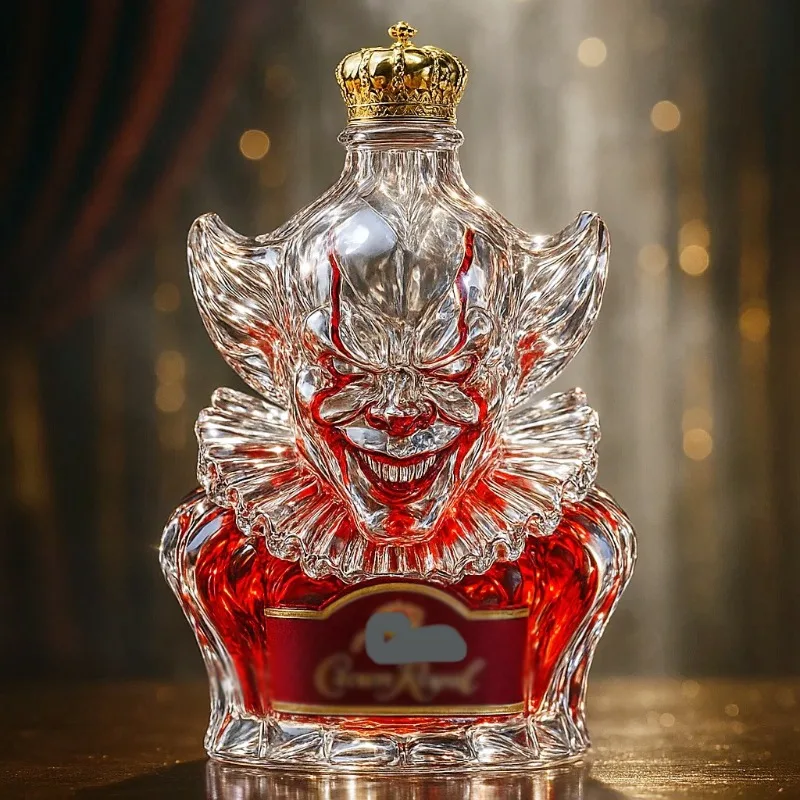 Evil Joker Crystal Decanter with Crown Unique Gothic Whiskey Bottle Halloween Horror Fans Premium Wine Container Beer