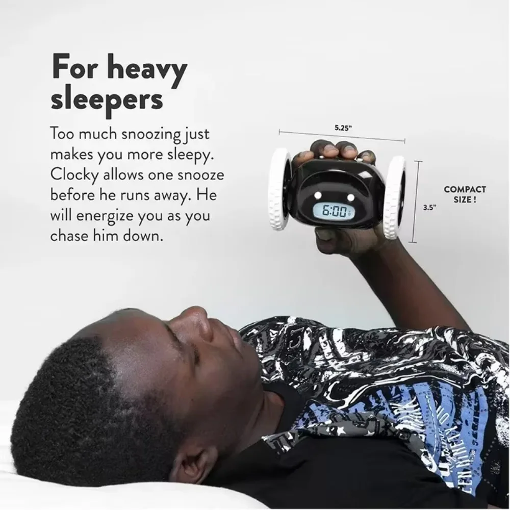 4 Colors Magical Moving Whee Alarm Clock Silent Unique Running Wheel Clock Lazy Alarm Clock Students