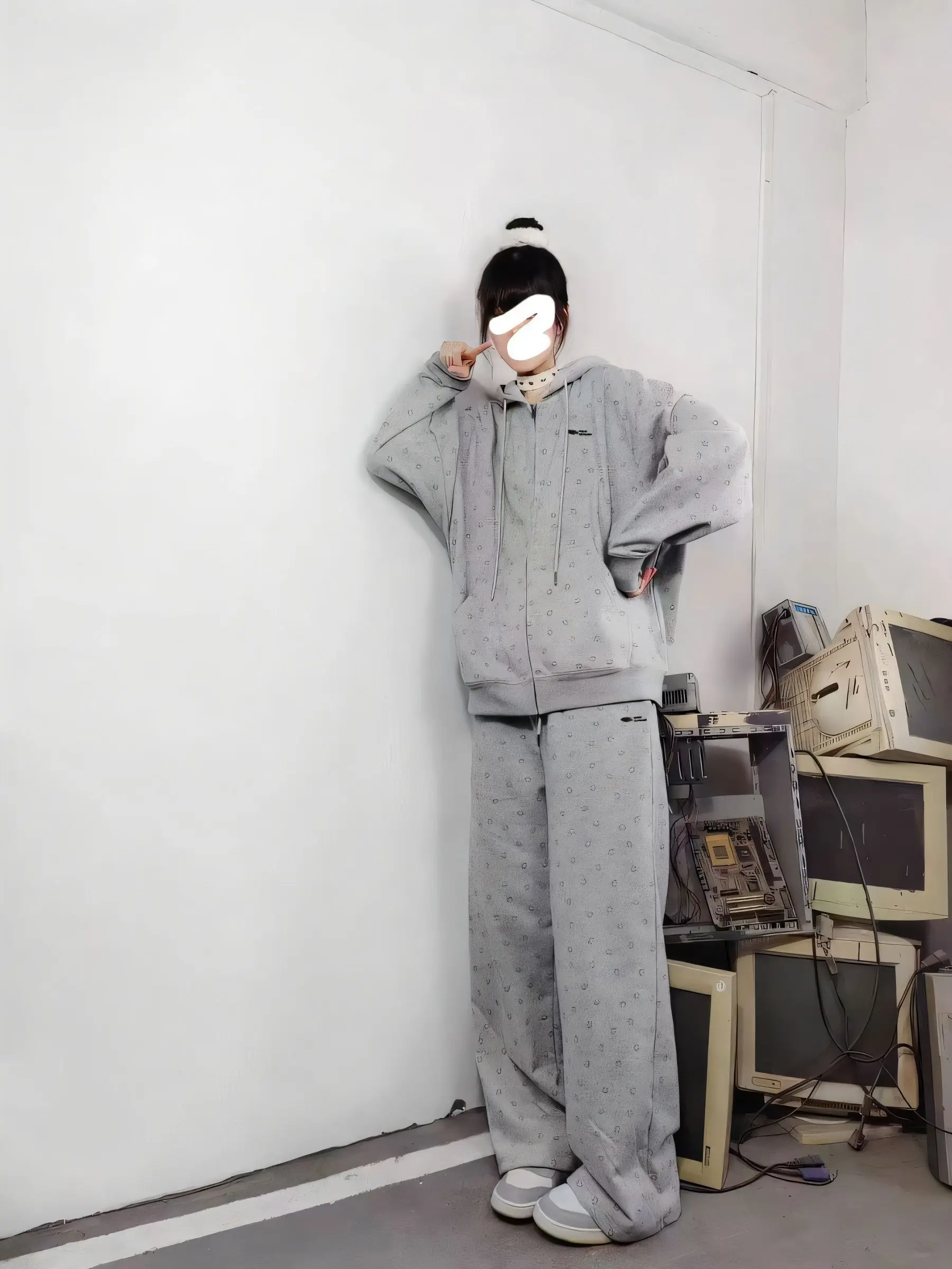 المرأة عارضة الرياضة سستة هوديي مجموعة الكورية نمط فضفاض تنوعا قطعتين ربيع الخريف نمط جديد أزياء الطالب