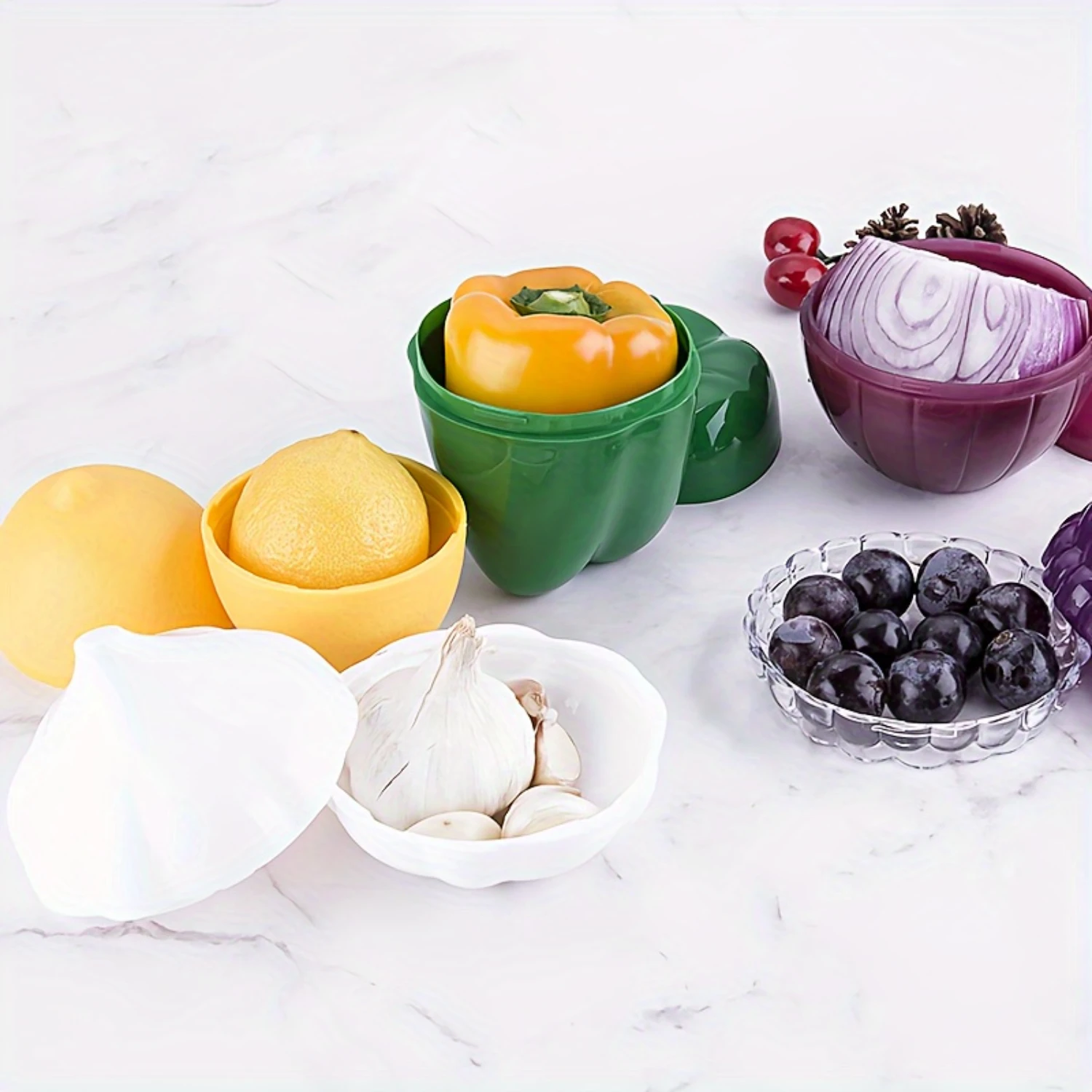 

Vegetable Fresh-keeping Box Fruit Box Onion Sealed Box Set Garlic Lemon Fresh-keeping Bowl Vegetable Shaped Box, Kitchen Suppl