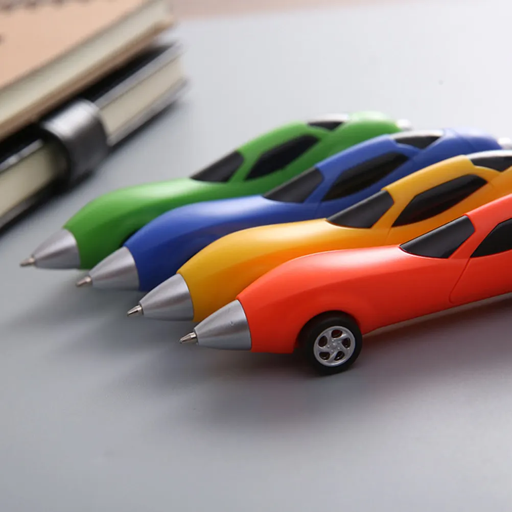 10本セットのかわいい車デザインボールペン-子供用筆記具セット-宿題ノートや登録帳に使えるクリエイティブな文房具