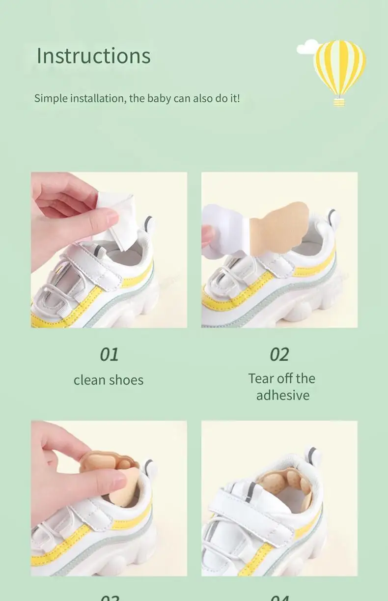 Kinder-Fersenpolster, Einsätze, Schuhrücken für Turnschuhe, Fersenaufkleber, Schuhgrößenreduzierer, Fußpflege, Fersenschutz für Damenschuhe – Detail 12