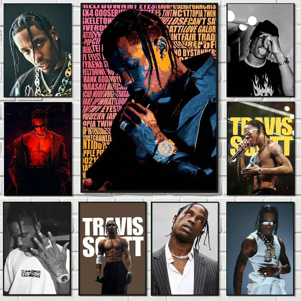 Singer Travis Scott Anime Poster Wall Art For Home Bar Cafe Movie Theater Decor DIY Vintage Print For Un