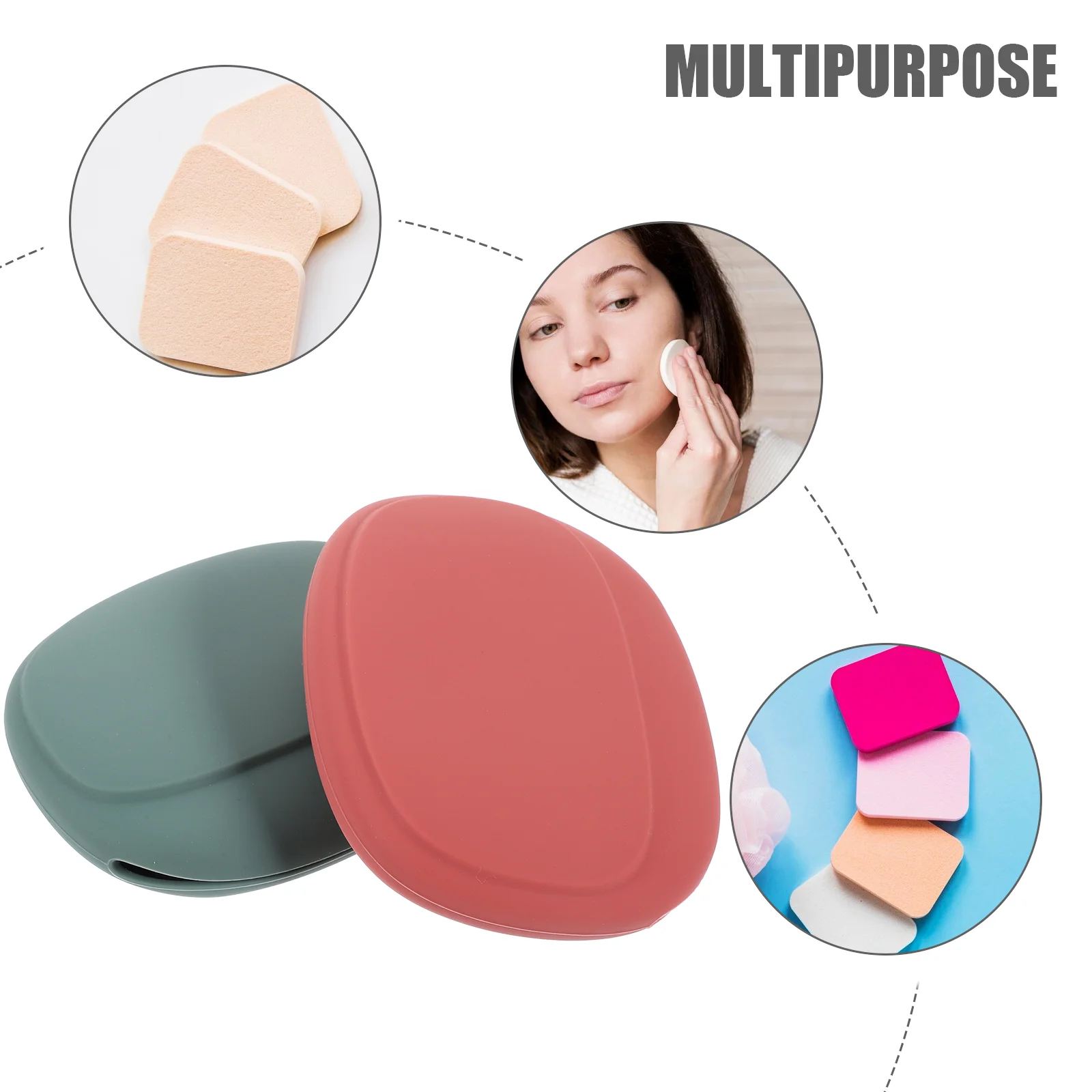 2 Pcs Makeup Sponge Holder Silicone Powder Puff Storage Bag for Travel Silica Gel Sponges Foundation