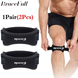 2Pcs/1Pair Adjustable Knee Pad Knee Pain Relief Patella Stabilizer Brace Support for Hiking Soccer Basketball Running Sport