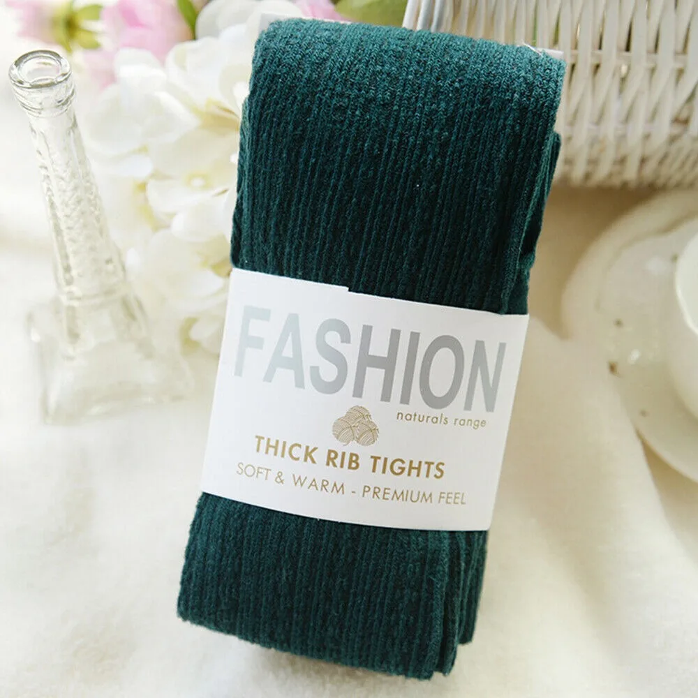 Fashion Warm Tights Woolen Yarn Knitted Pantyhose Winter Stretch Stockings Women