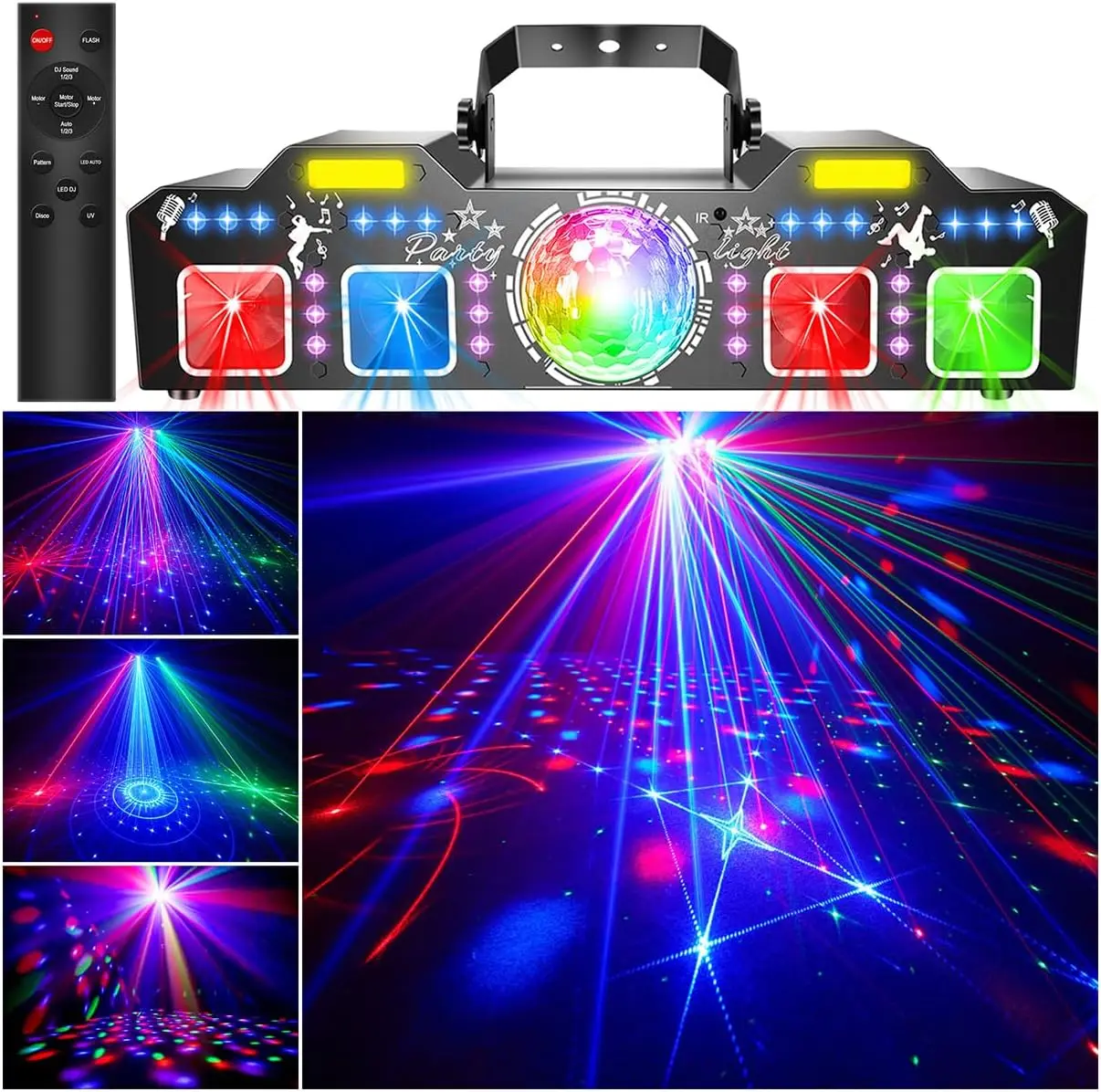 

7-in-1 DMX512 Sound-Activated LED Disco Ball Strobe Party Lights for Indoor Dance DJ Karaoke Bars Clubs