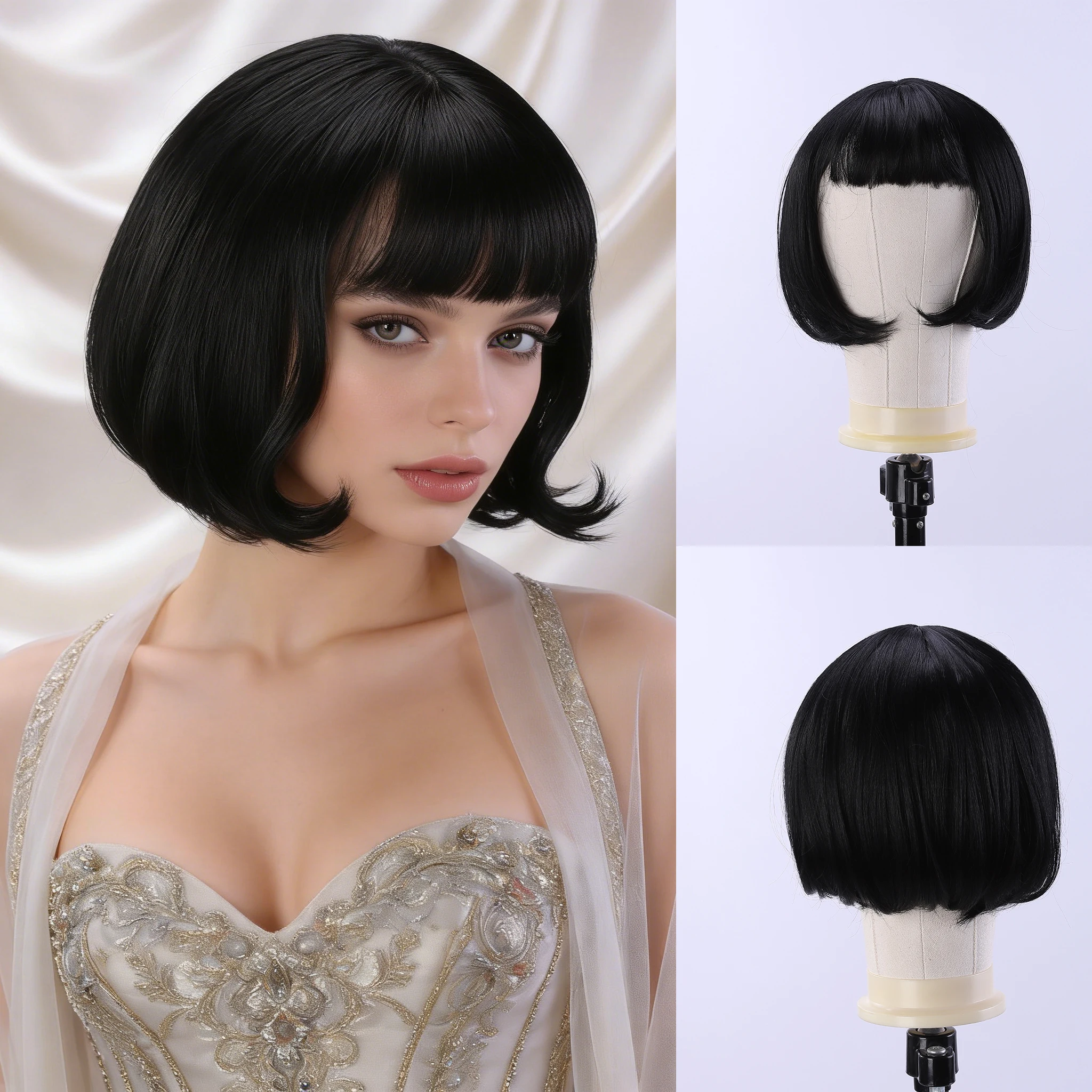 

1 элегантный и модный женский парик из синтетического волокна, модная прическа, дизайн с сетчатым головным убором в виде розы.